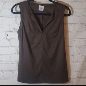 SW3 Bespoke Chocolate Brown Faux Suede V-neck Sleeveless Top